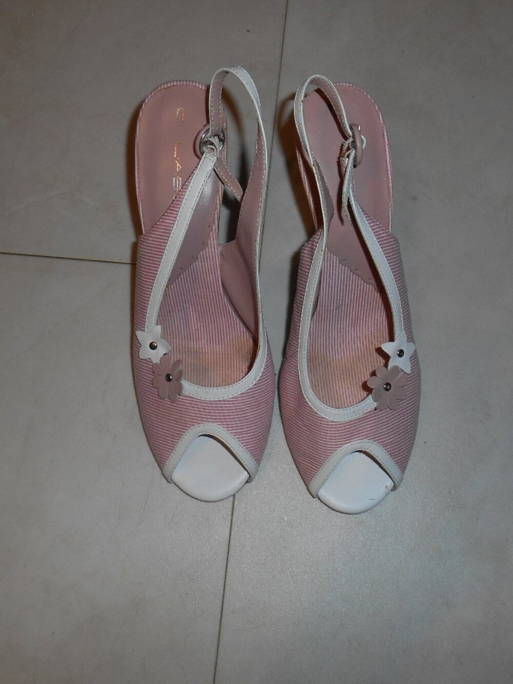 Clabel peep toe sling back pumps, pre-owned